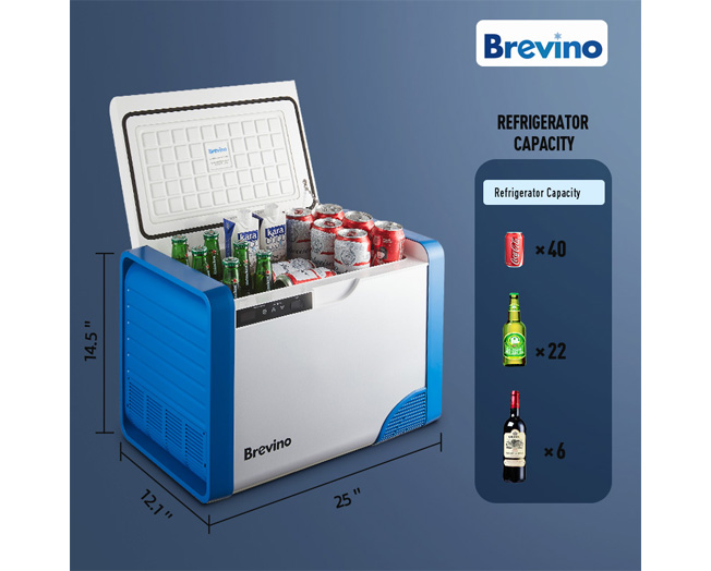 BPR-25 Brevino 12 Volt 25L Portable Refrigerator Freezer Blue+Silver